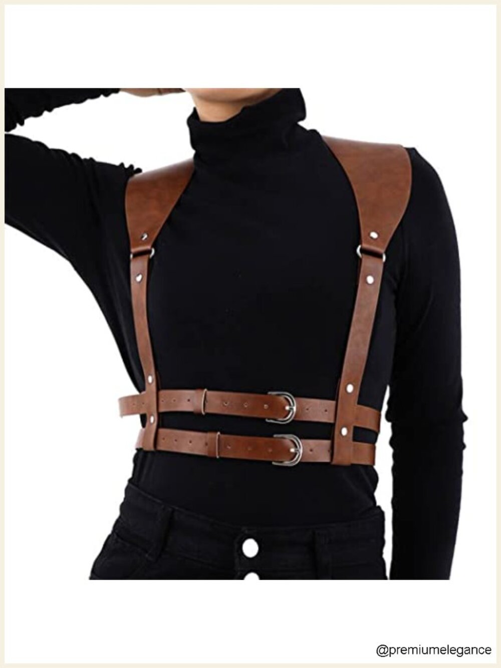 Punk Women Waist Belt PU Leather Chain Body Harness Belt Gothic Rave